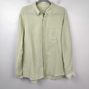 Fly3 Linen Blend Down‎ Up Shirt Mens Large Light Green Preppy Made in Italy